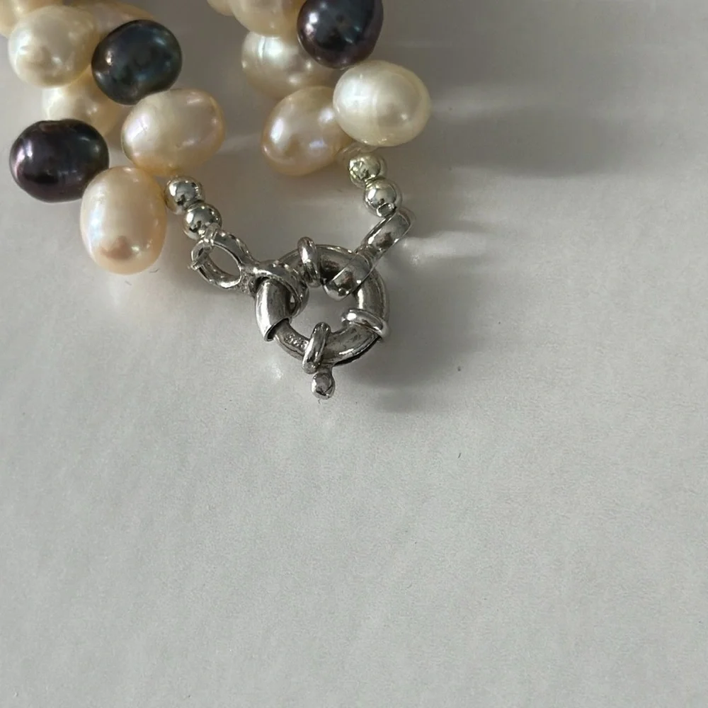 Elegant 925 silver real freshwater pearls